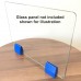 Desk partition screen clamps for glass or acrylic sheet, 4mm to 6mm - Blue, 2pcs