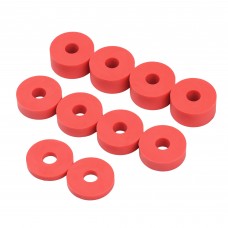 10mm (M10) SUPER SOFT Rubber Spacers/Standoff Washers (32mm diameter) Shore A 38 – Red